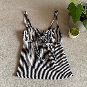 POOF New York black and white striped tie up tanktop size small